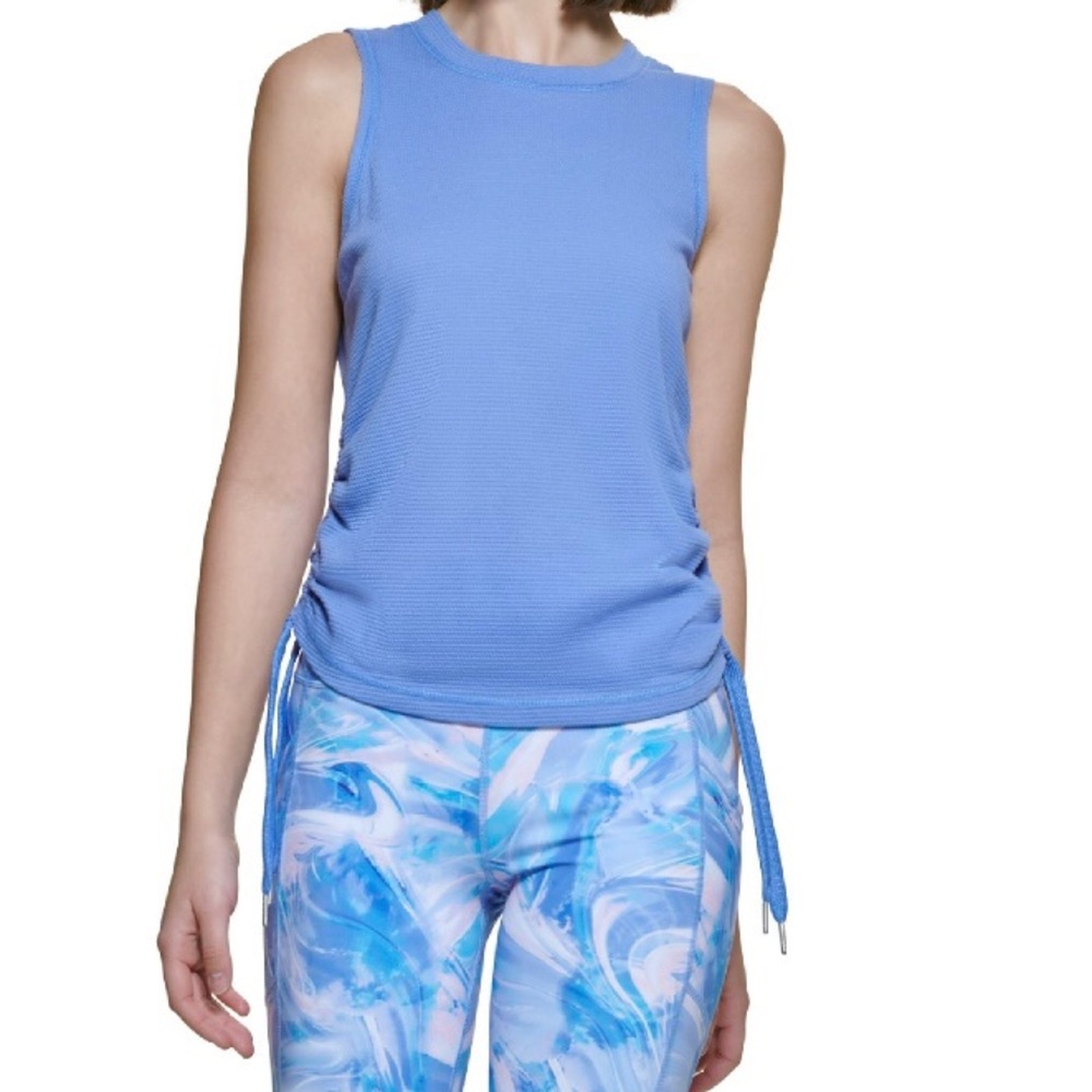 Calvin Klein NWT Performance Ruched Side Tie Tank Top Women's Medium Inya waffle
